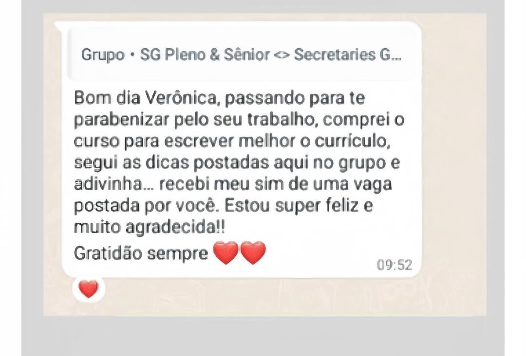 Print de depoimento sobre currículo reformulado
